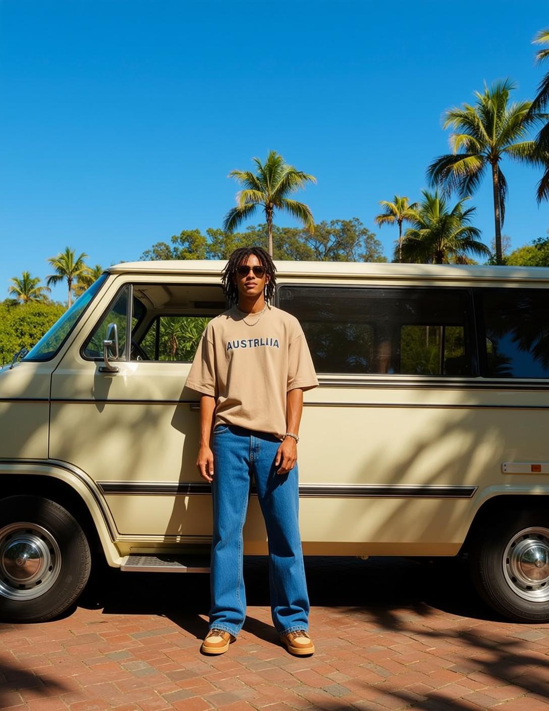 Young Dreadlocks Medium Brown Tan T-shirt Austrllia