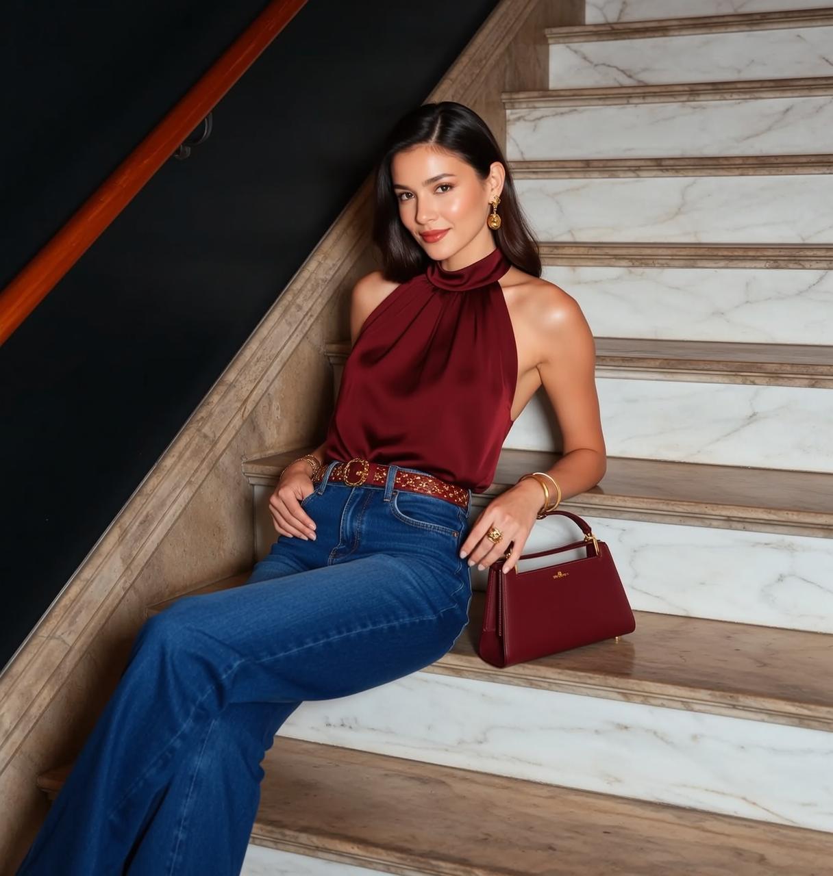 Satin Top Marble Stair Portrait