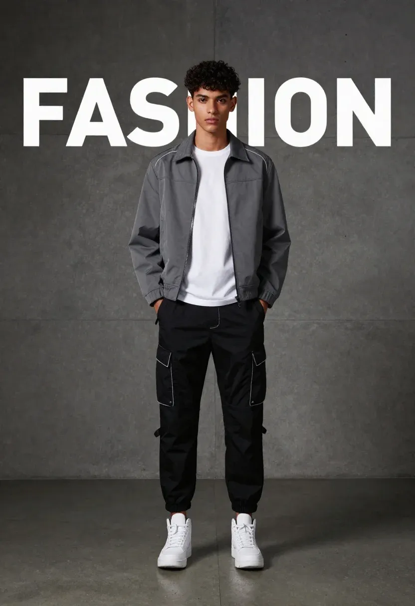Full-body Studio Shot Young Man Standing Confidently With His Hands