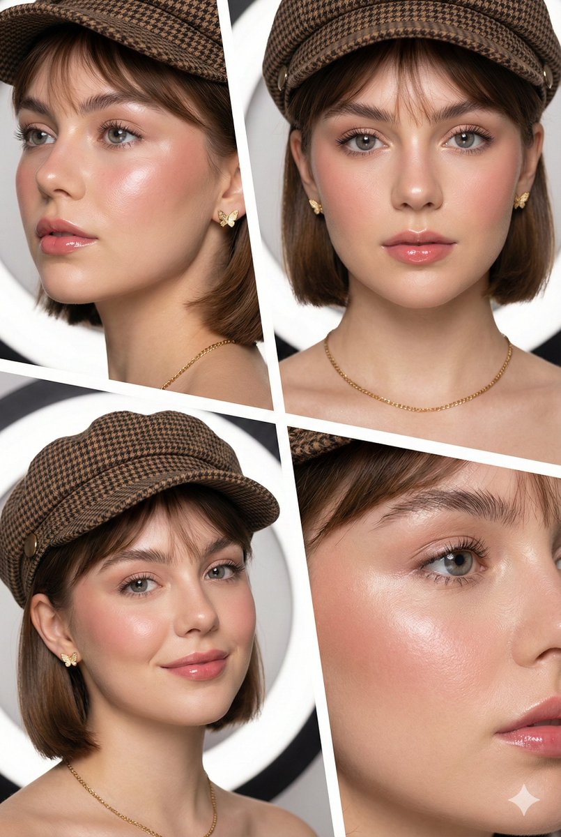 Young Woman Beauty Collage 4 Panel
