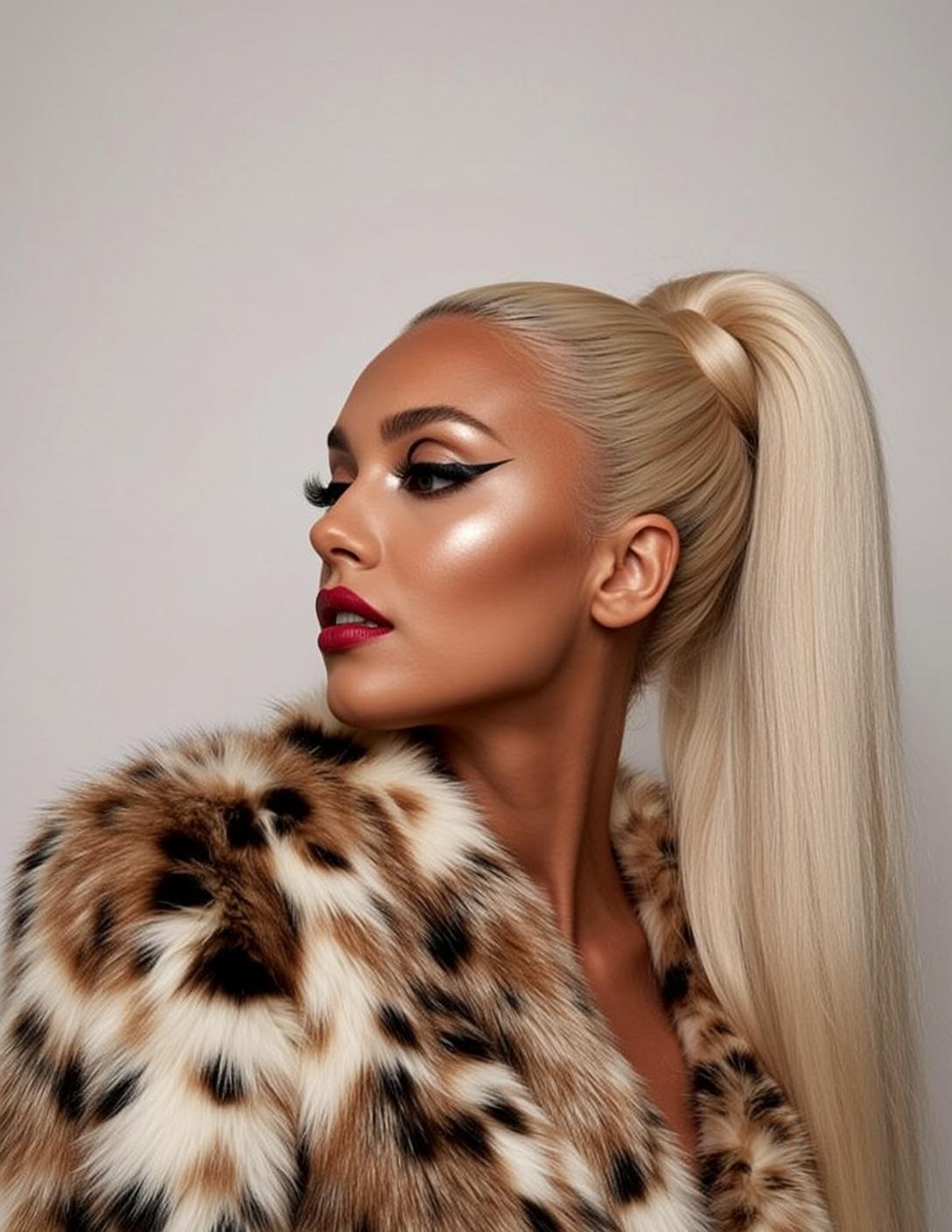 Makeup Posed Three-quarter Profile Facing Left Her