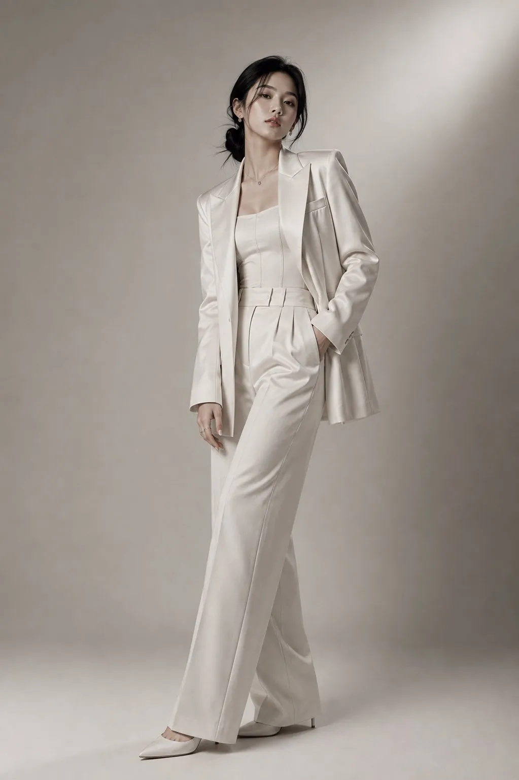 Monochromatic Fashion Portrait Elegant Editorial Photoshoot