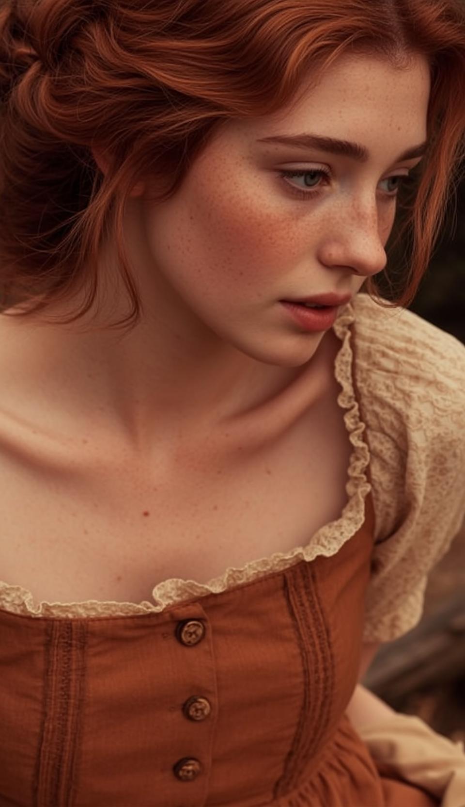 Autumn Young Wavy Auburn Updo Fair Freckled