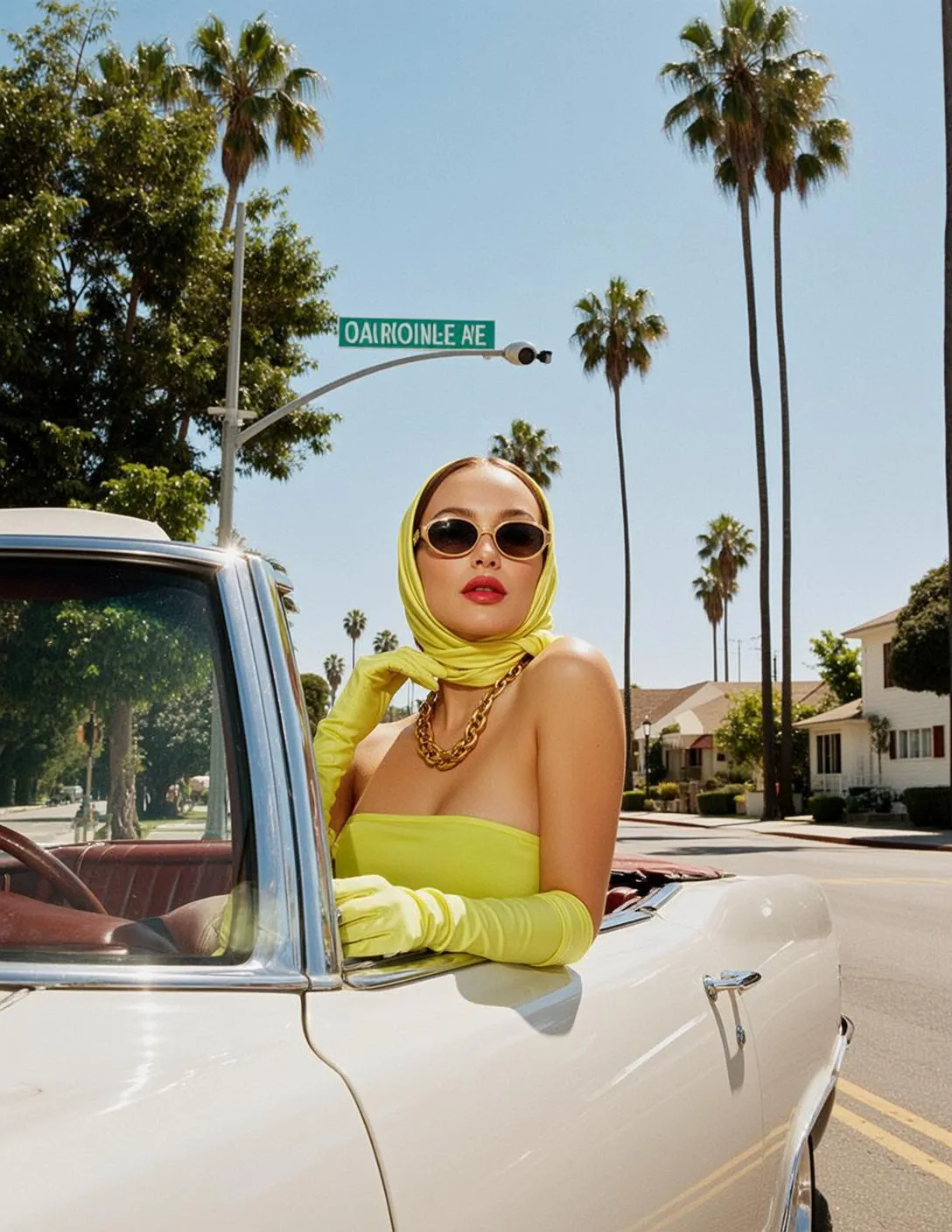 Sunglasses And Necklace In Suburban Street