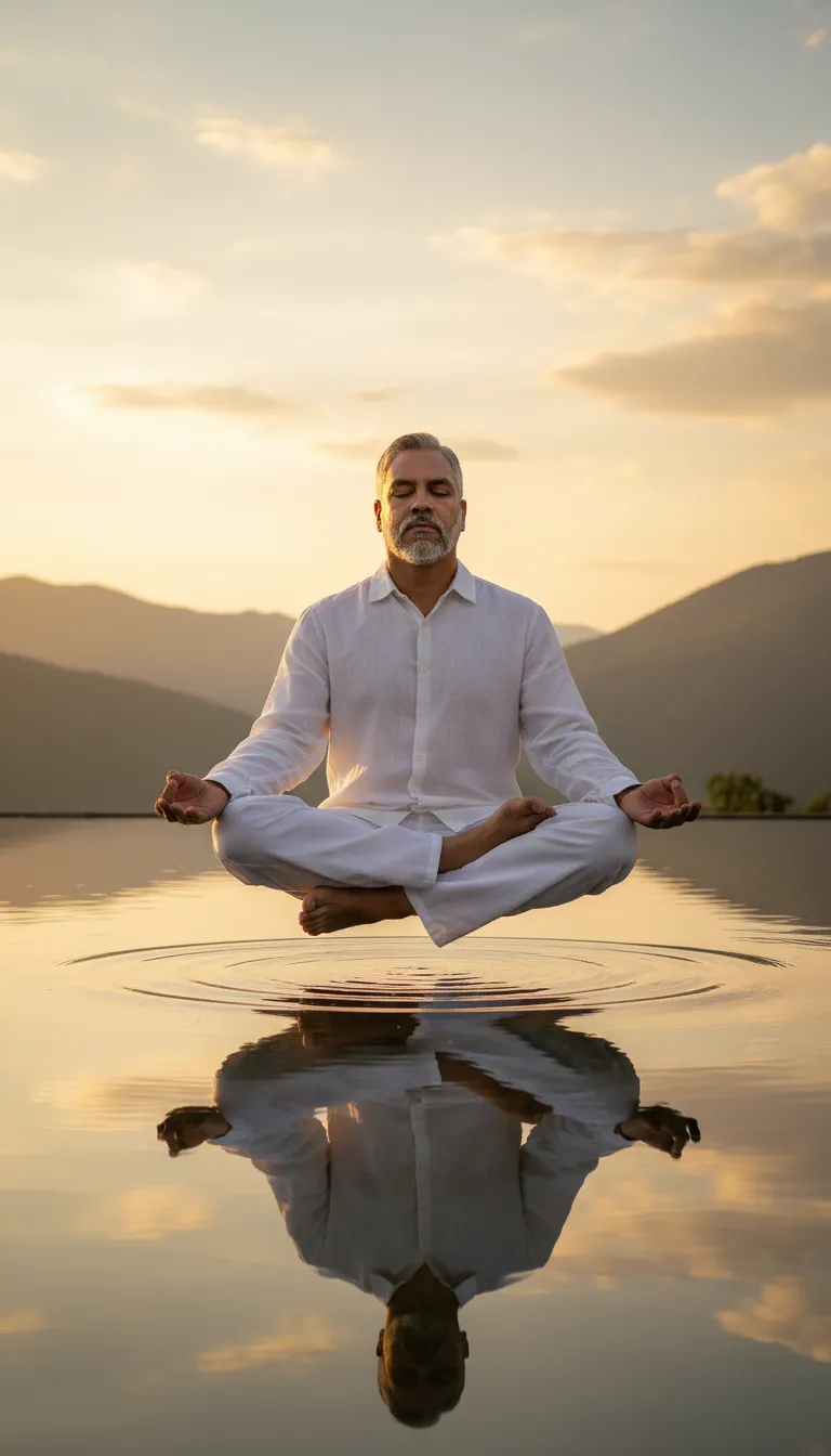 Meditating in lotus pose