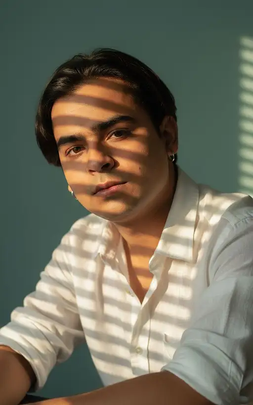 Close-up Portrait Handsome Stylish Young Man With Wears One Small