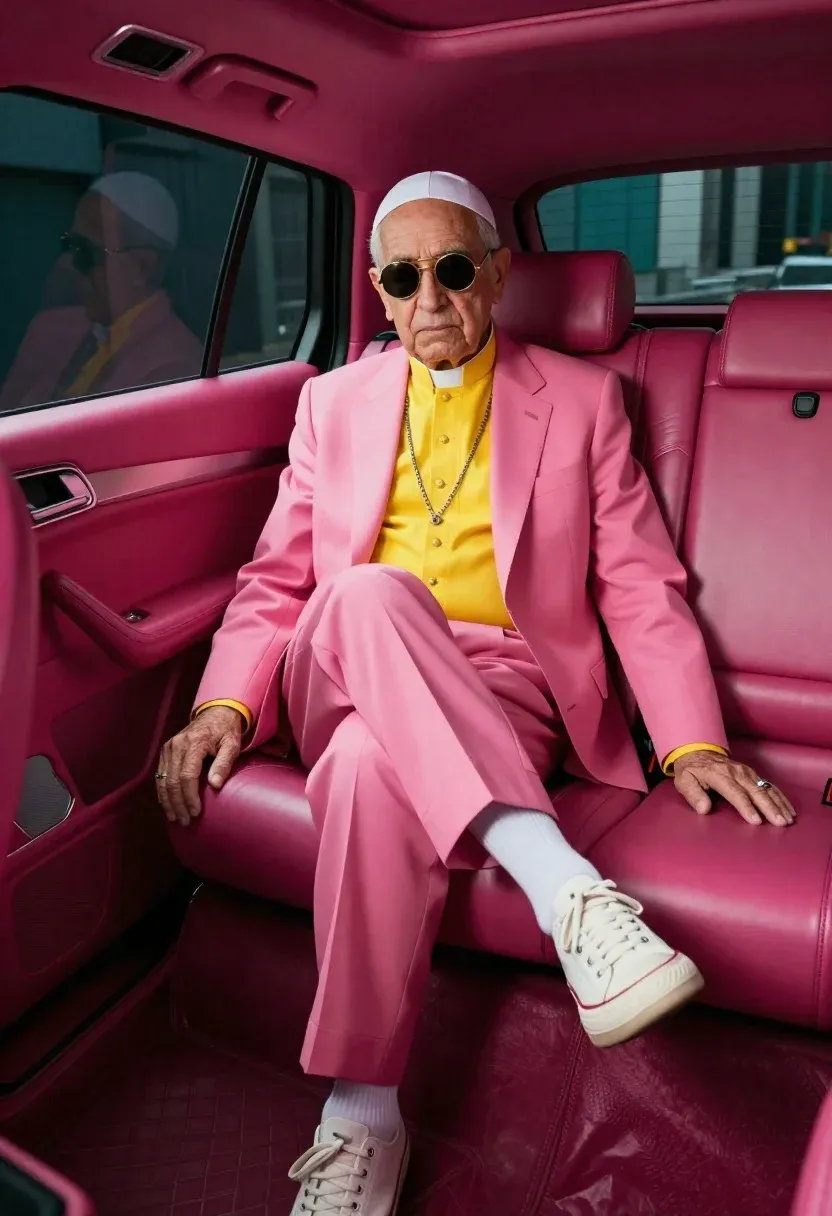 Candid Studio Portrait Senior Man Sitting Casually The Back Seat