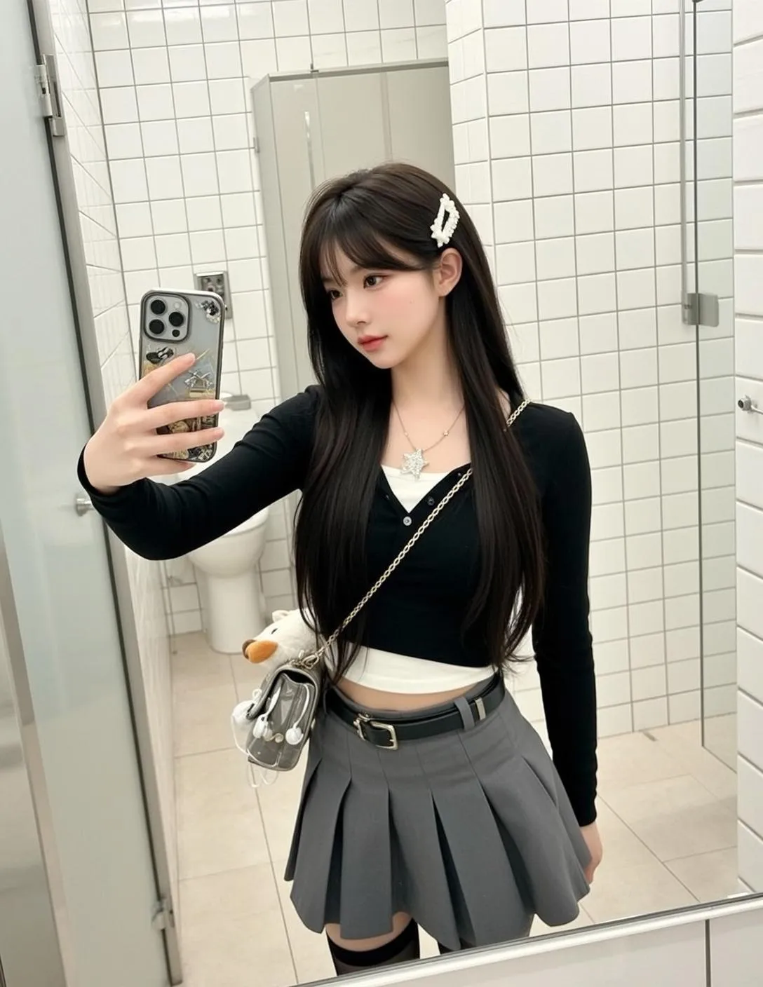 Necklace In Mirror Selfie