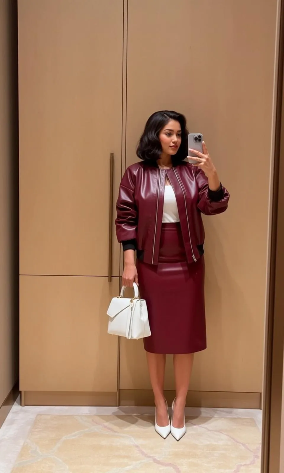 Leather Bomber Closet Selfie