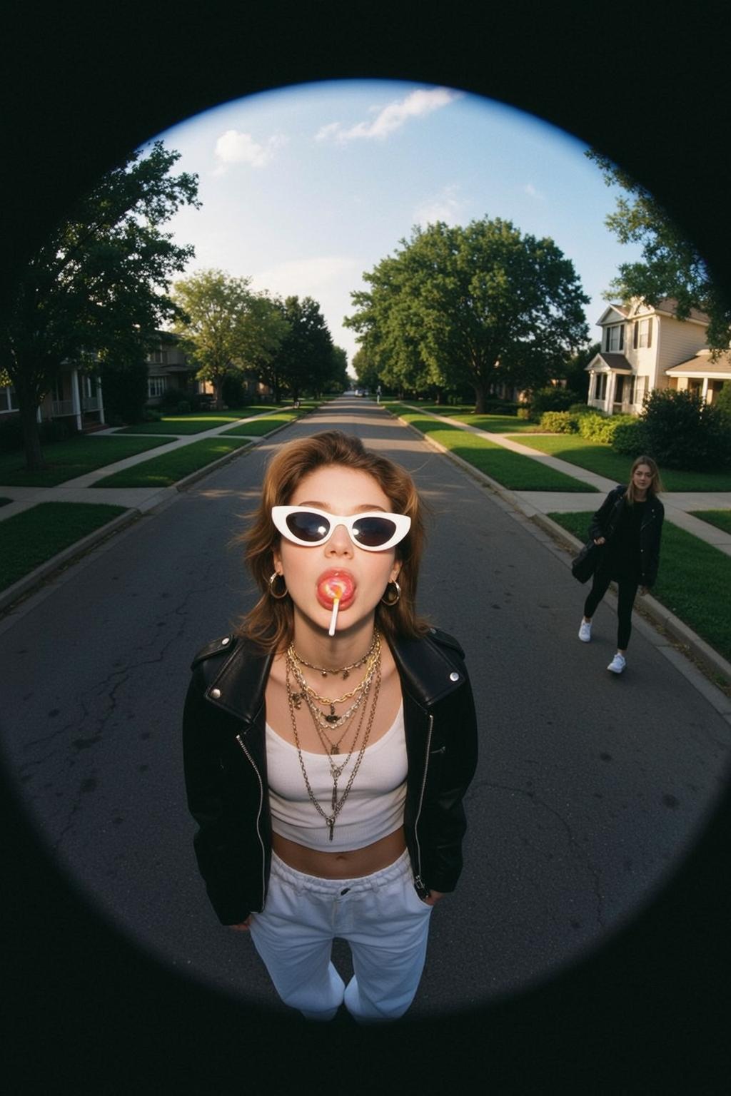 Fisheye Young Brown Wavy Fair White Crop