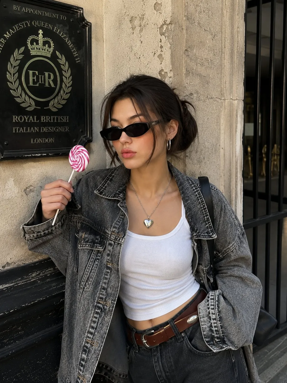 Sunglasses And Earrings In Denim Portrait