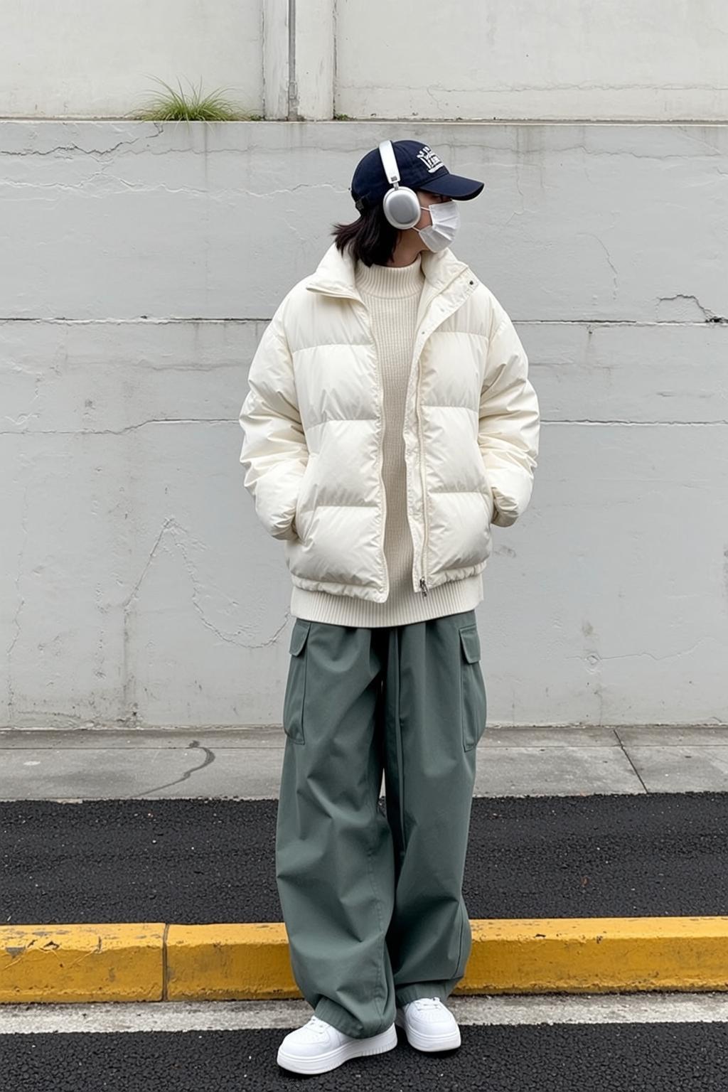 Acubi Dark Hair Short Fair White Puffer