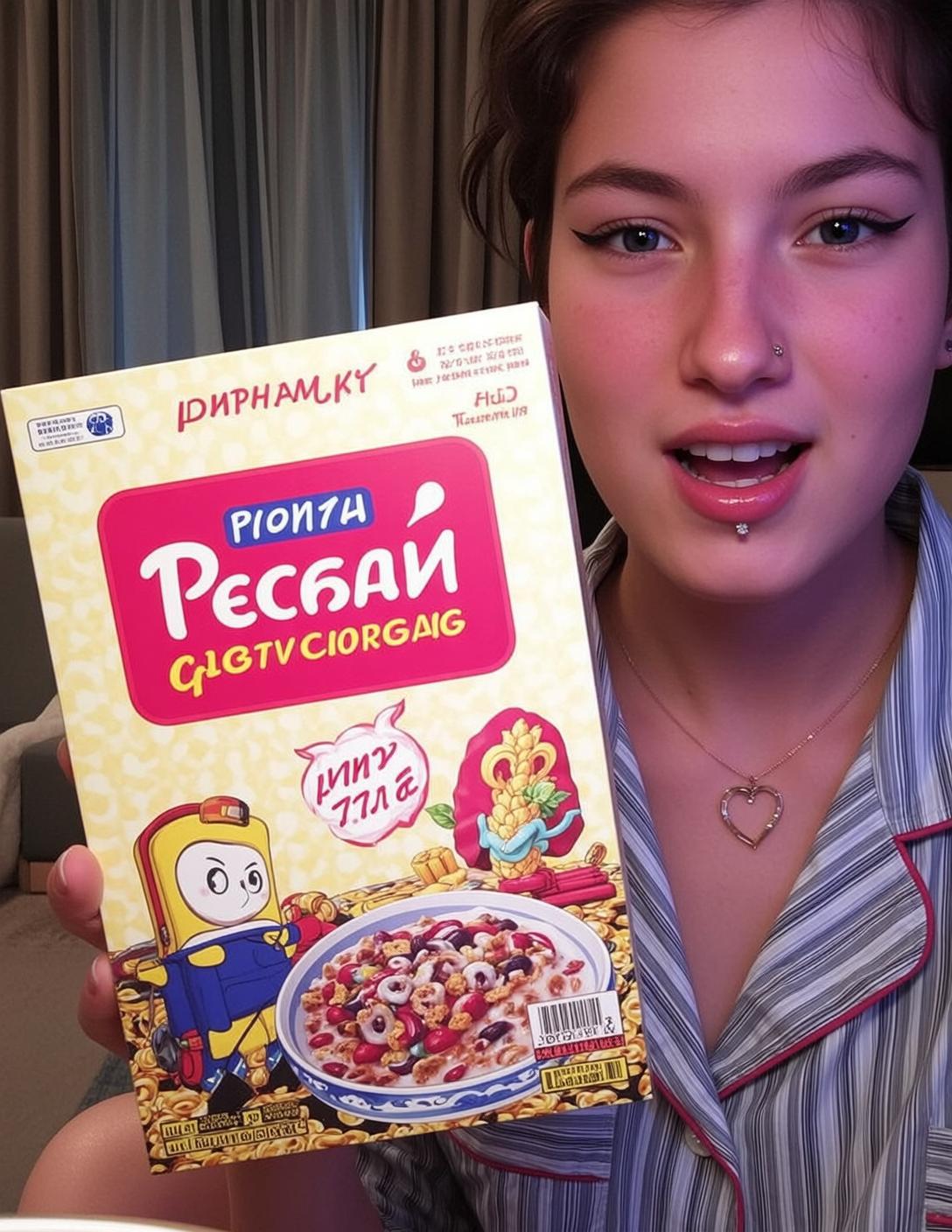 Explore Holding Cereal Box Her Right Hand
