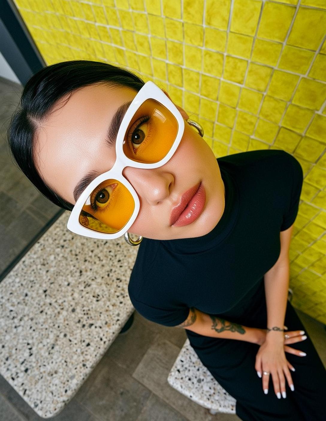 Fisheye Young Black Pulled Back Fair Short-sleeved
