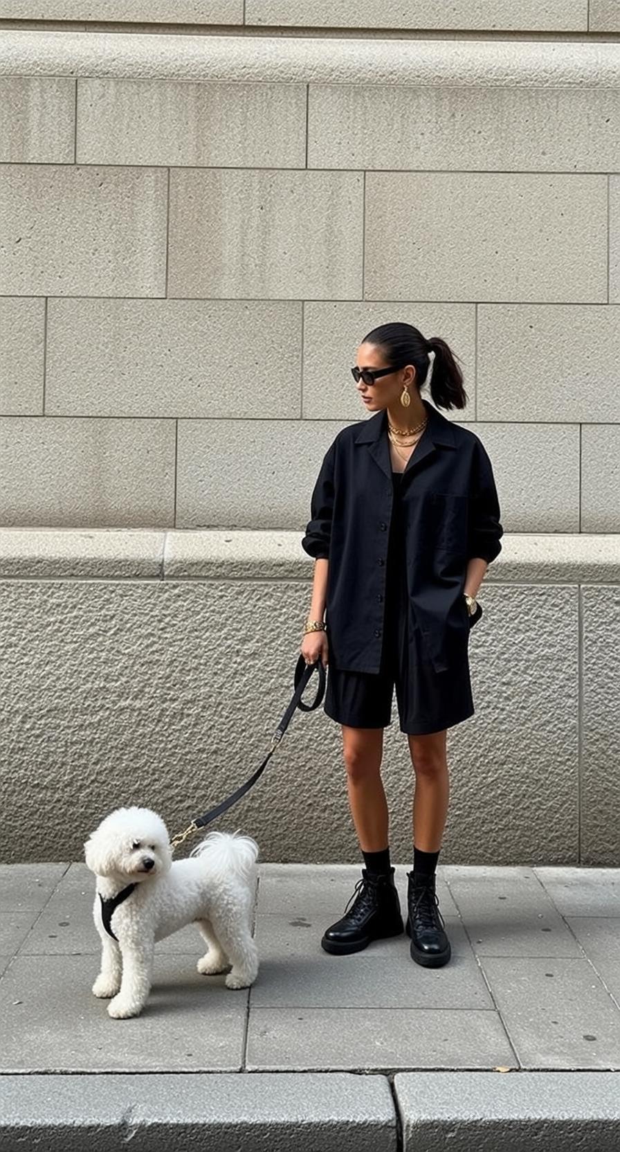 Dog Leash Urban Portrait