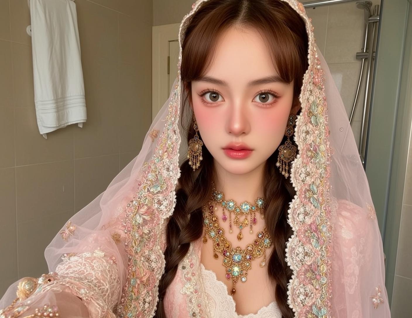 Pink Veil Lace Top Portrait