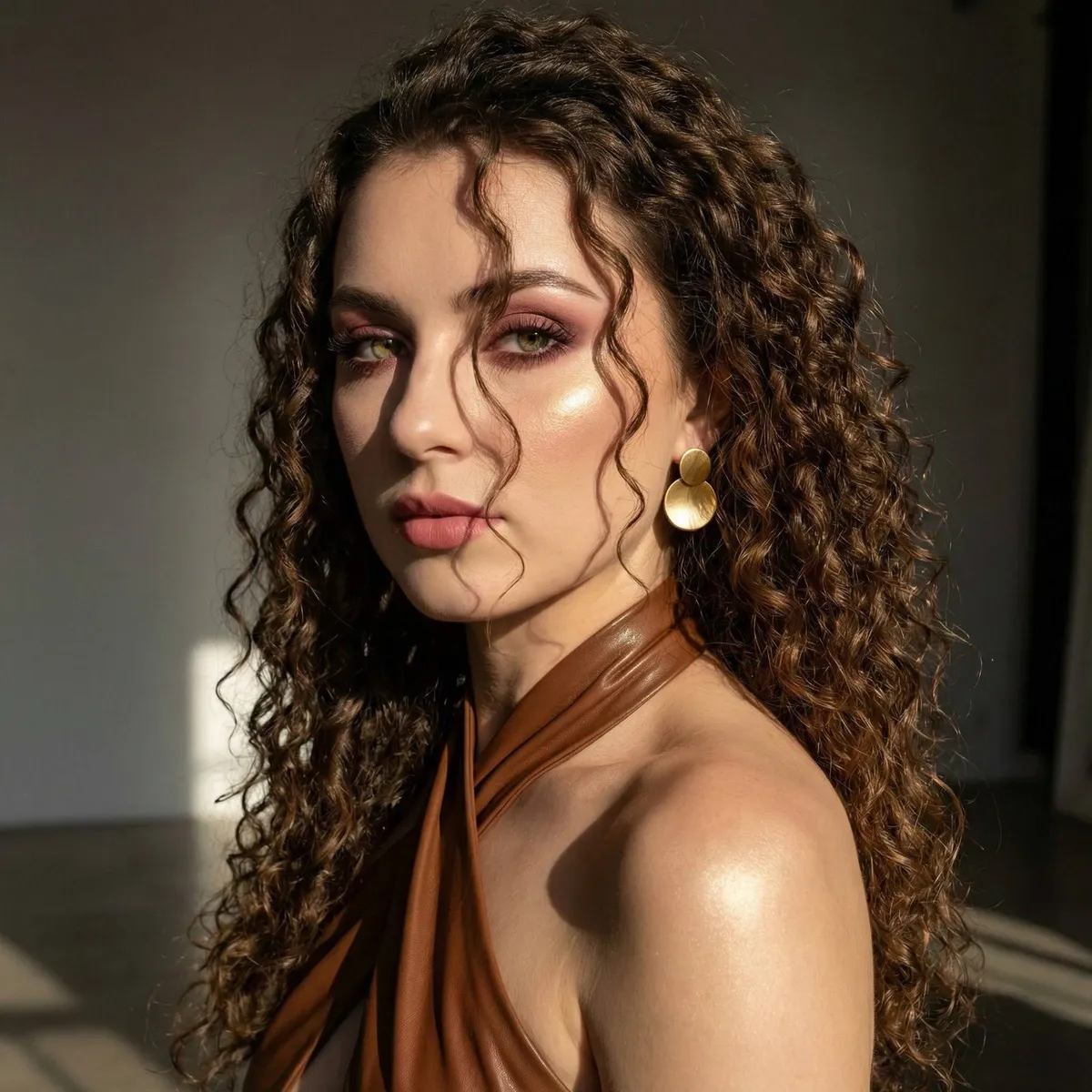 Makeup And Earrings In Studio Portrait