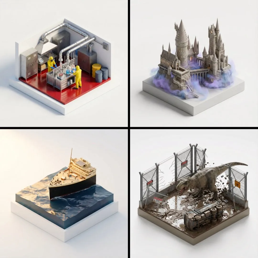 Isometric Miniature Diorama Movie Scene Product Render