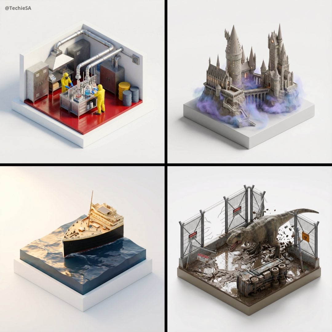 Isometric Miniature Diorama Movie Scene Product Render