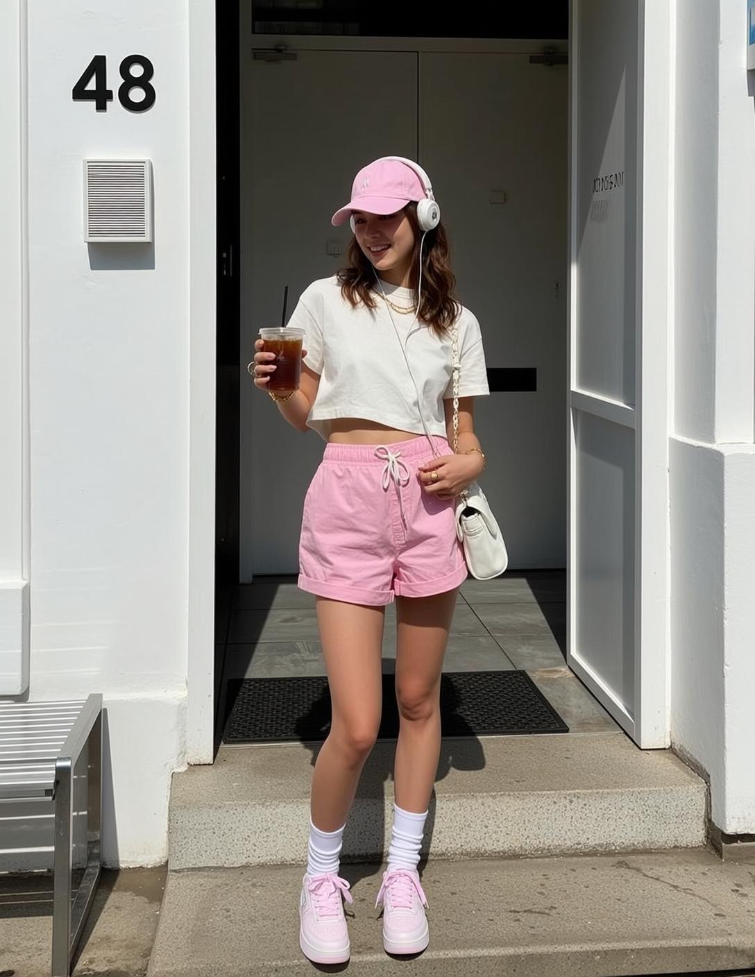 Casual Young Brown Wavy Fair White Cropped