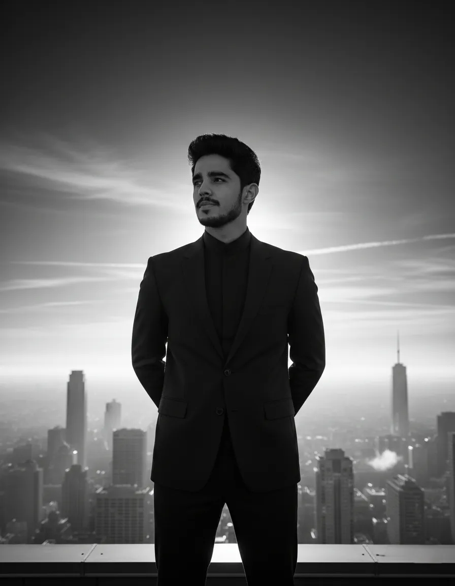 Rooftop Ceo Black And White Portrait
