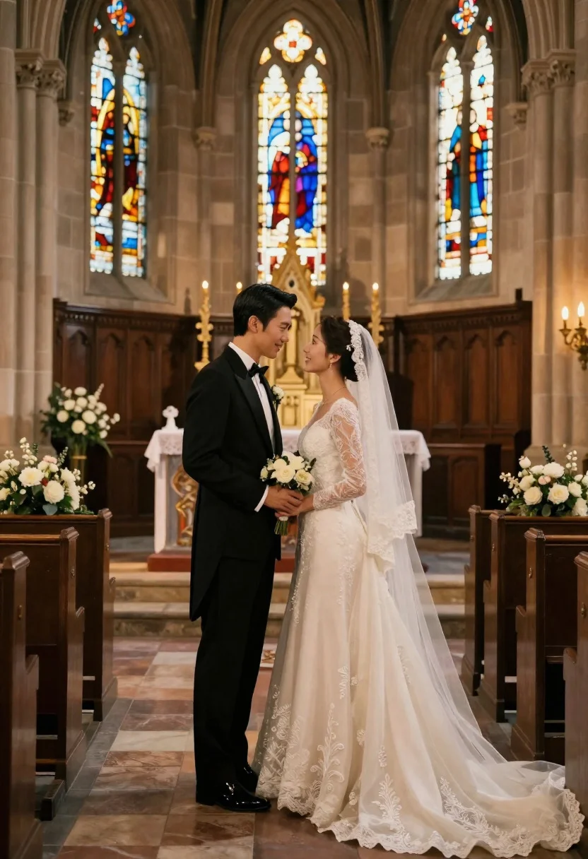 Romantic Wedding Photography Scene Bride And Groom Standing Intimately Together reference photo