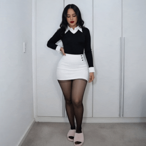 Black Long Sleeved Top Crisp White Pointed In White