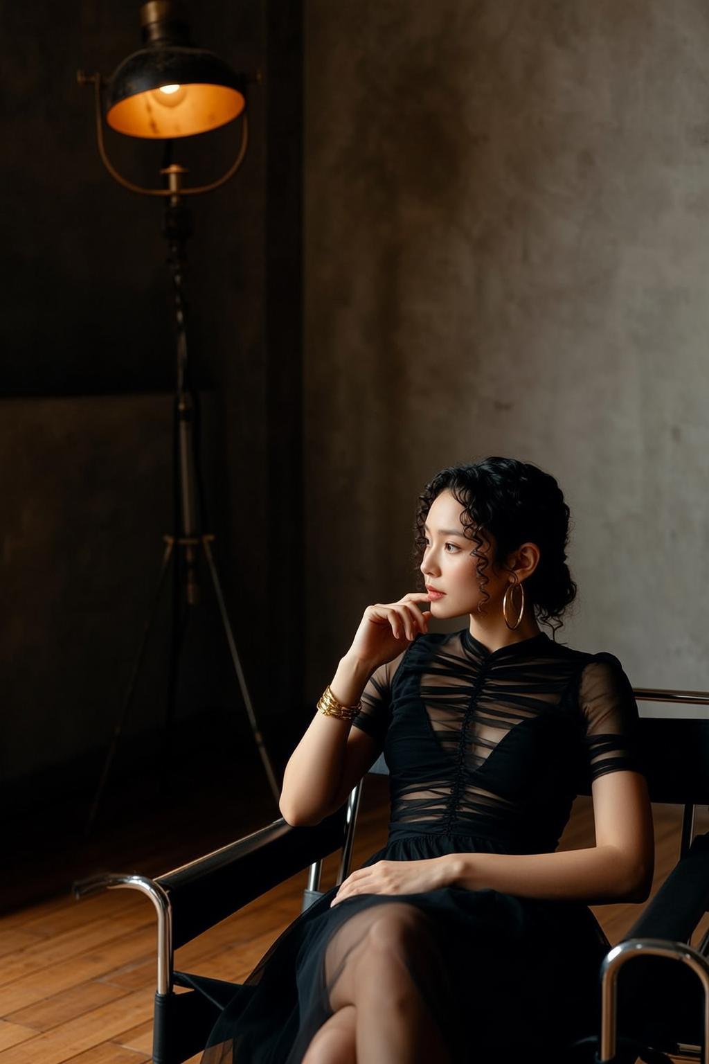 Luxury Young Black Curly Updo Light Sheer