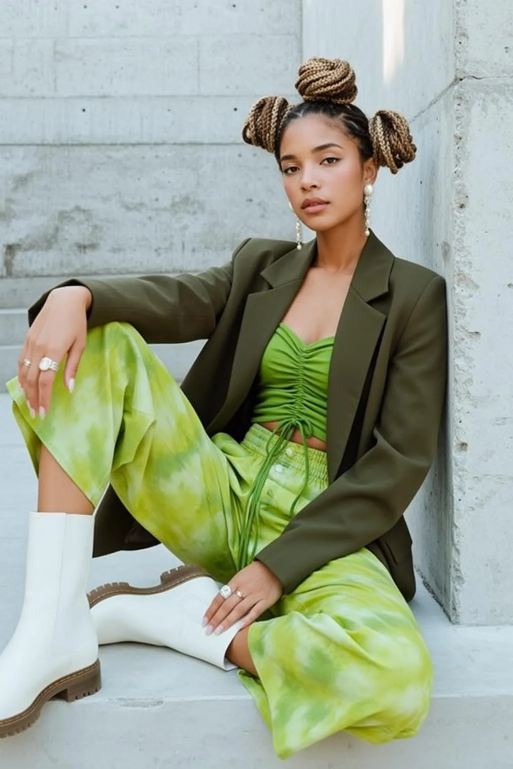 Earrings And Rings In Blazer Portrait
