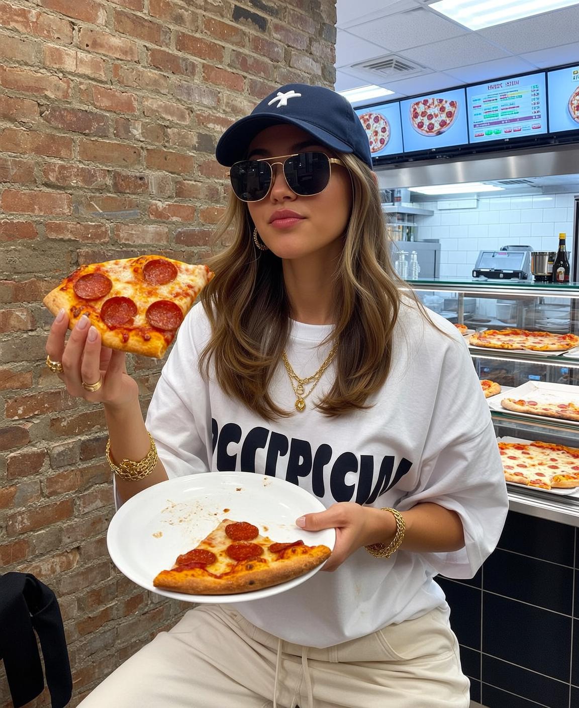 Explore Captured Medium Holding Slice Pepperoni Pizza