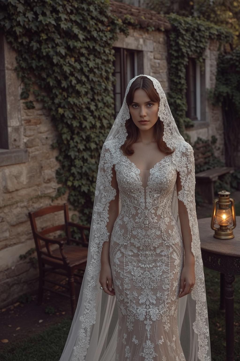 White Lace Wedding Portrait