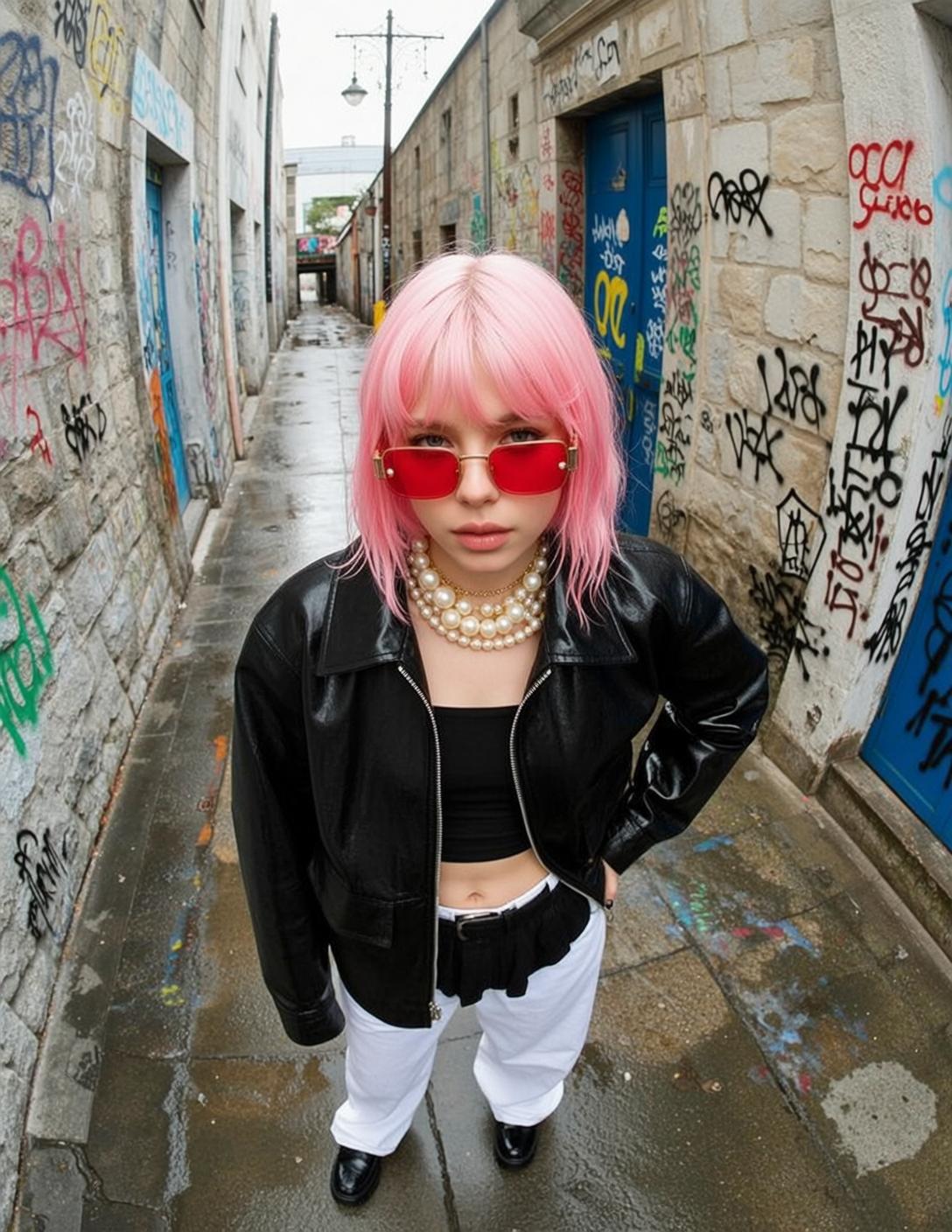 Explore Young Stands Narrow Graffiti-covered Alleyway Looking