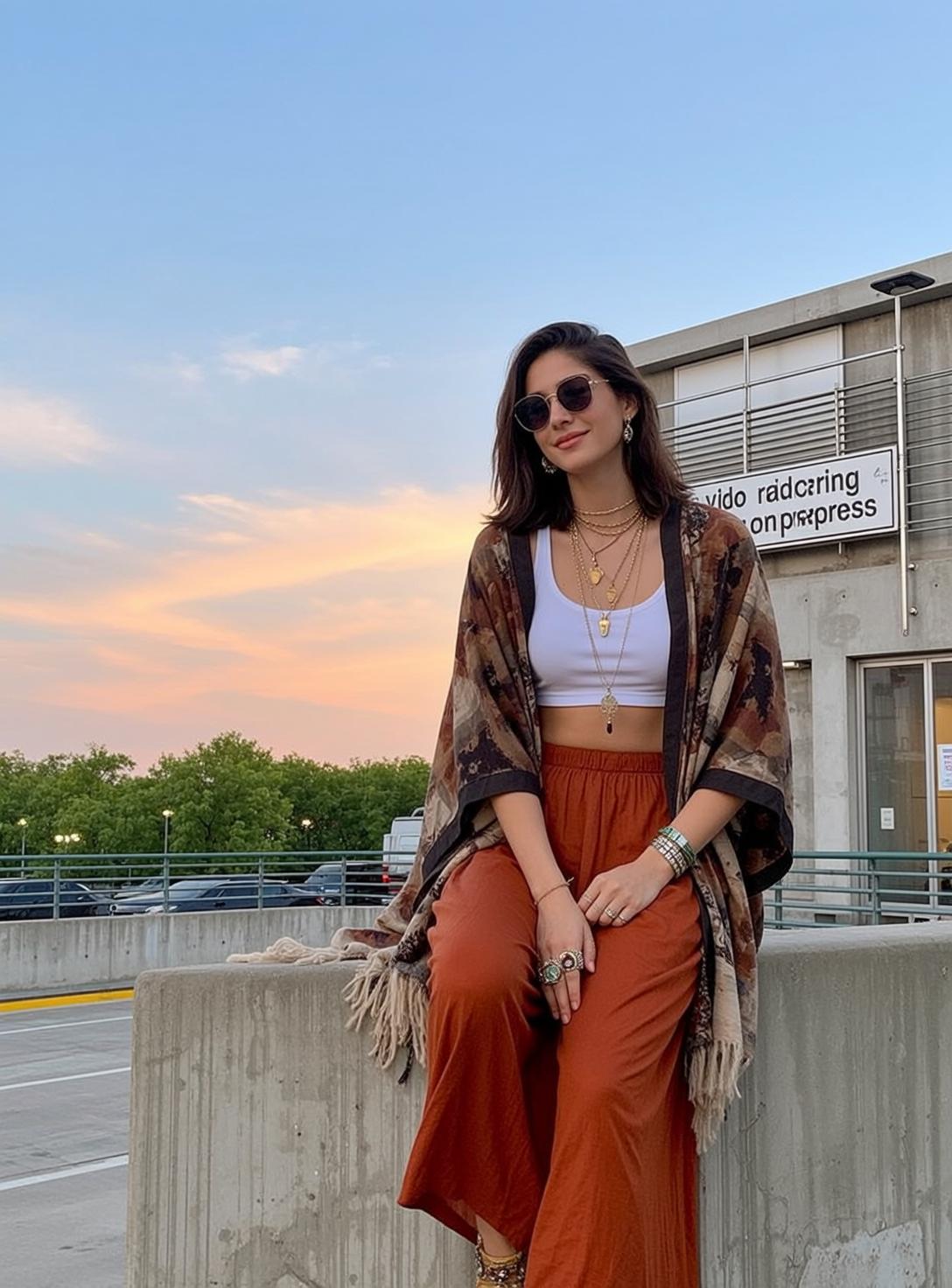 Concrete Ledge Parking Garage Sunset