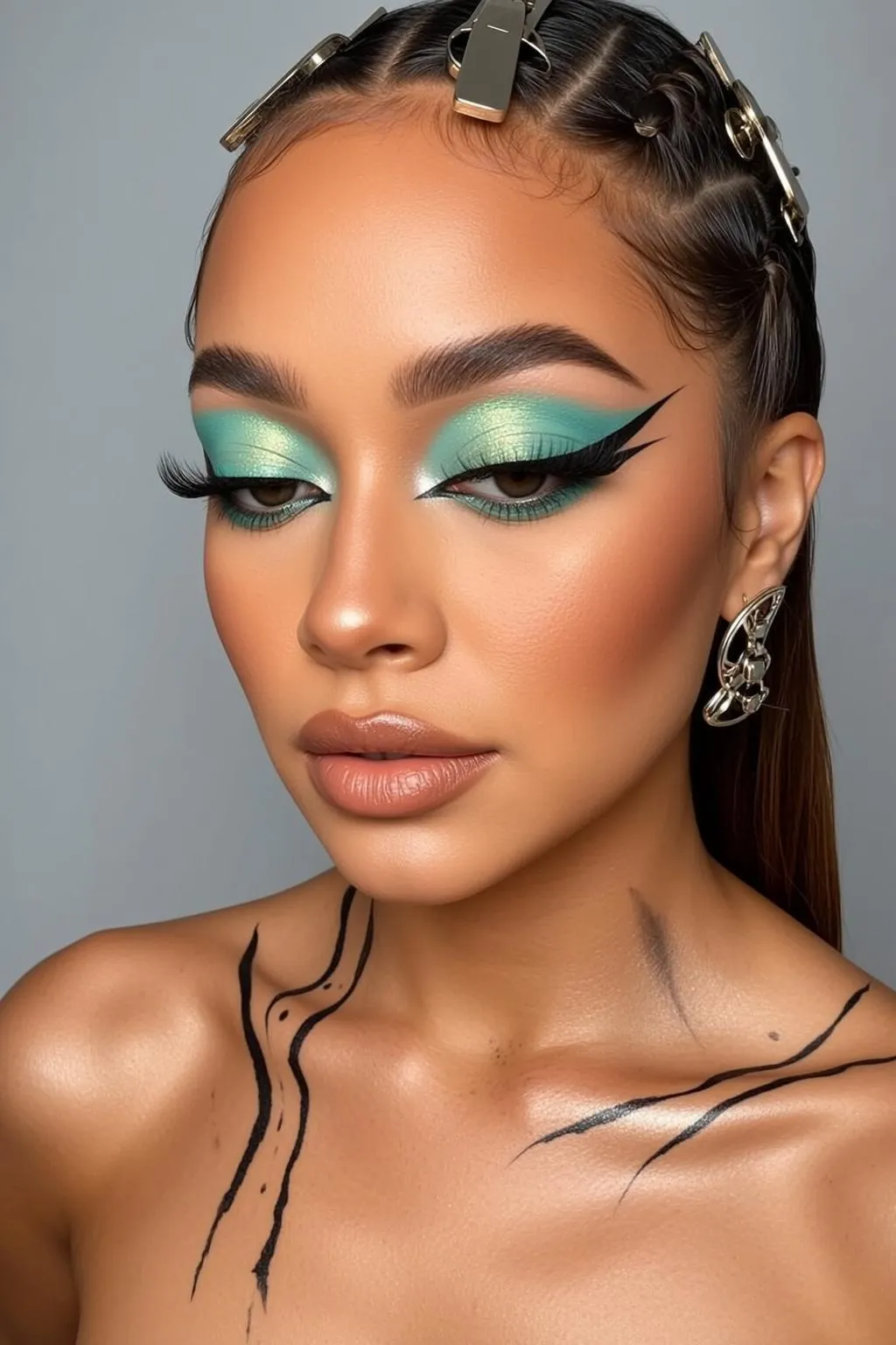Makeup Close-up Medium Young Dark Hair Styled
