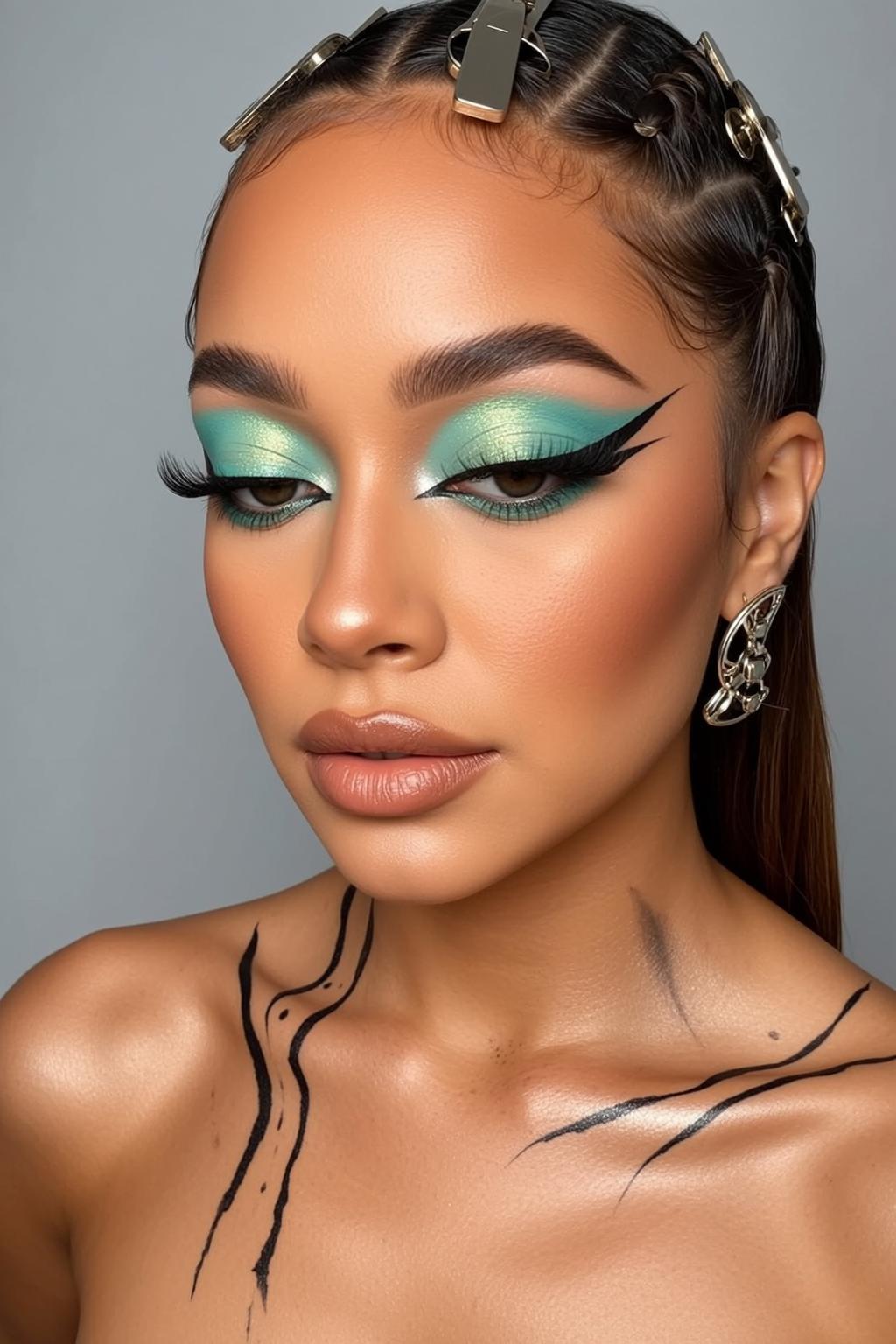 Makeup Close-up Medium Young Dark Hair Styled