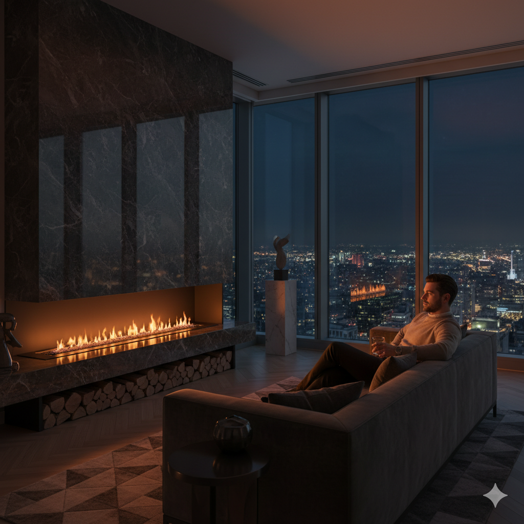 Penthouse Fireplace Modern Luxury