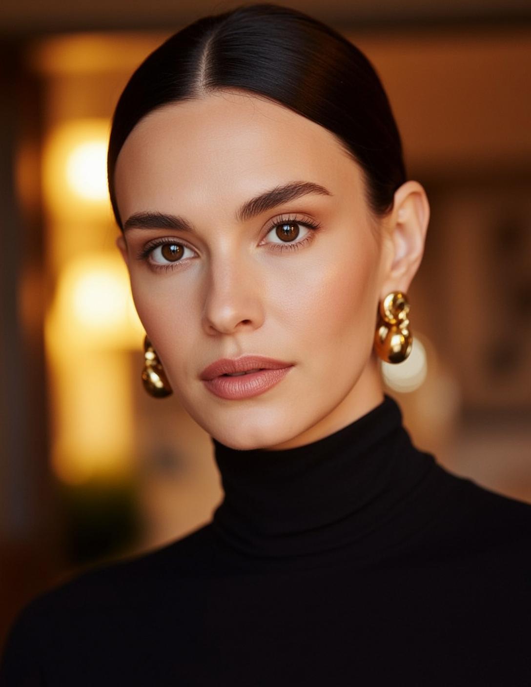 Luxury Young Dark Brown Pulled Back Bun