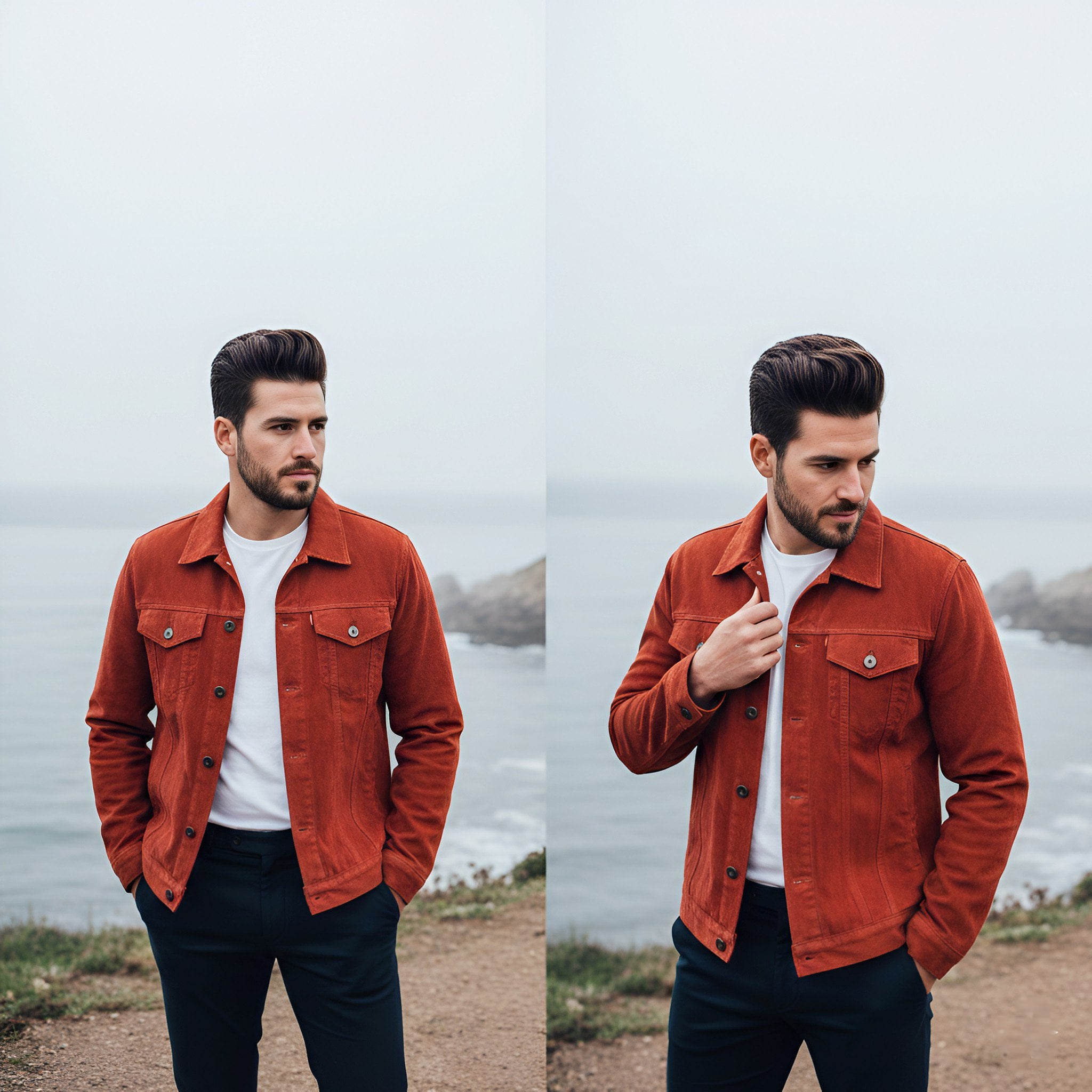 Coastal Cliffside In Corduroy Jacket