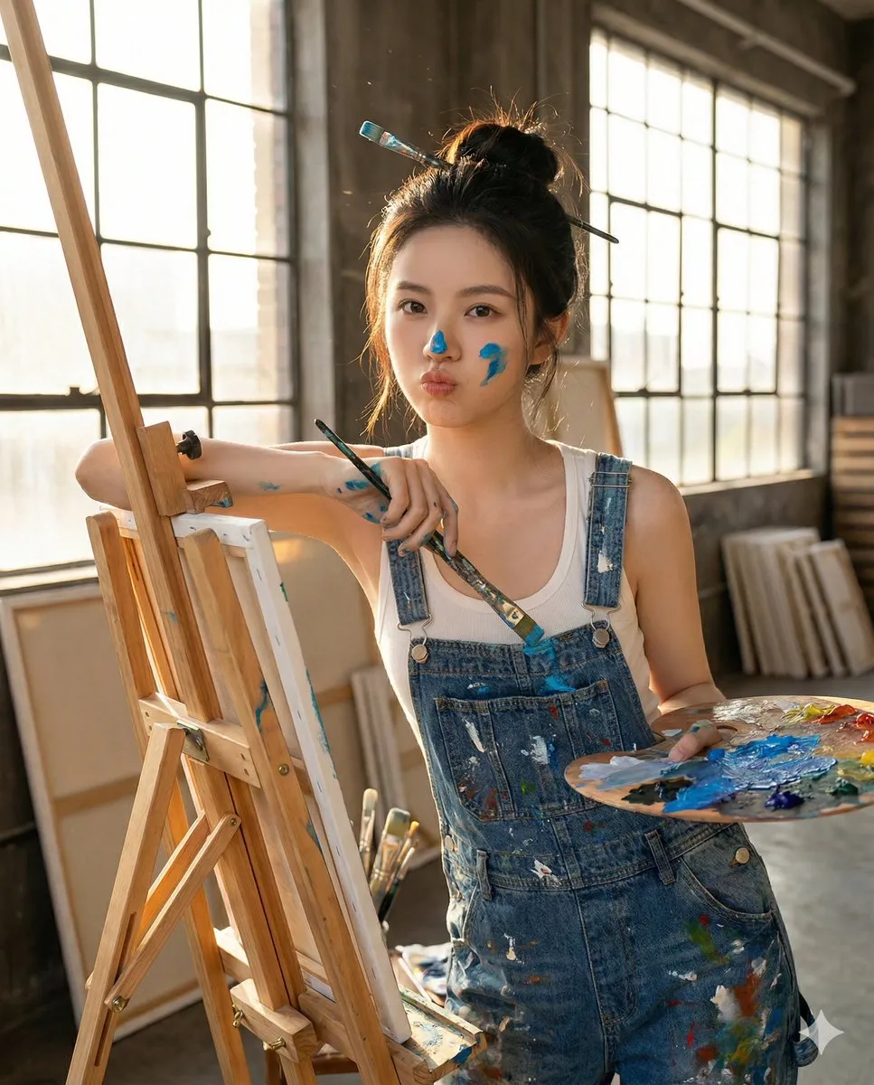 Adorable Oil Painting Girl