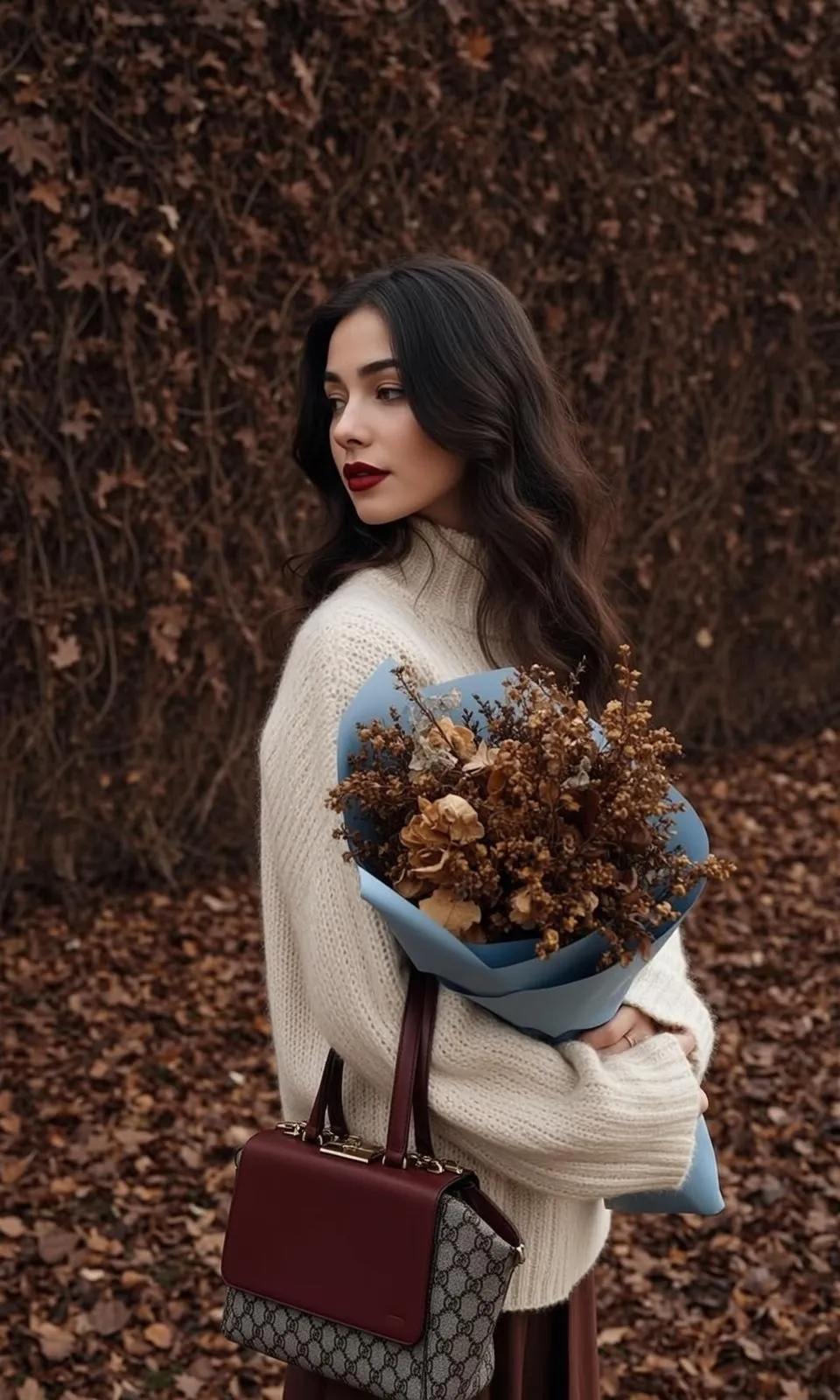 Makeup And Rings With Cream Knit Sweater