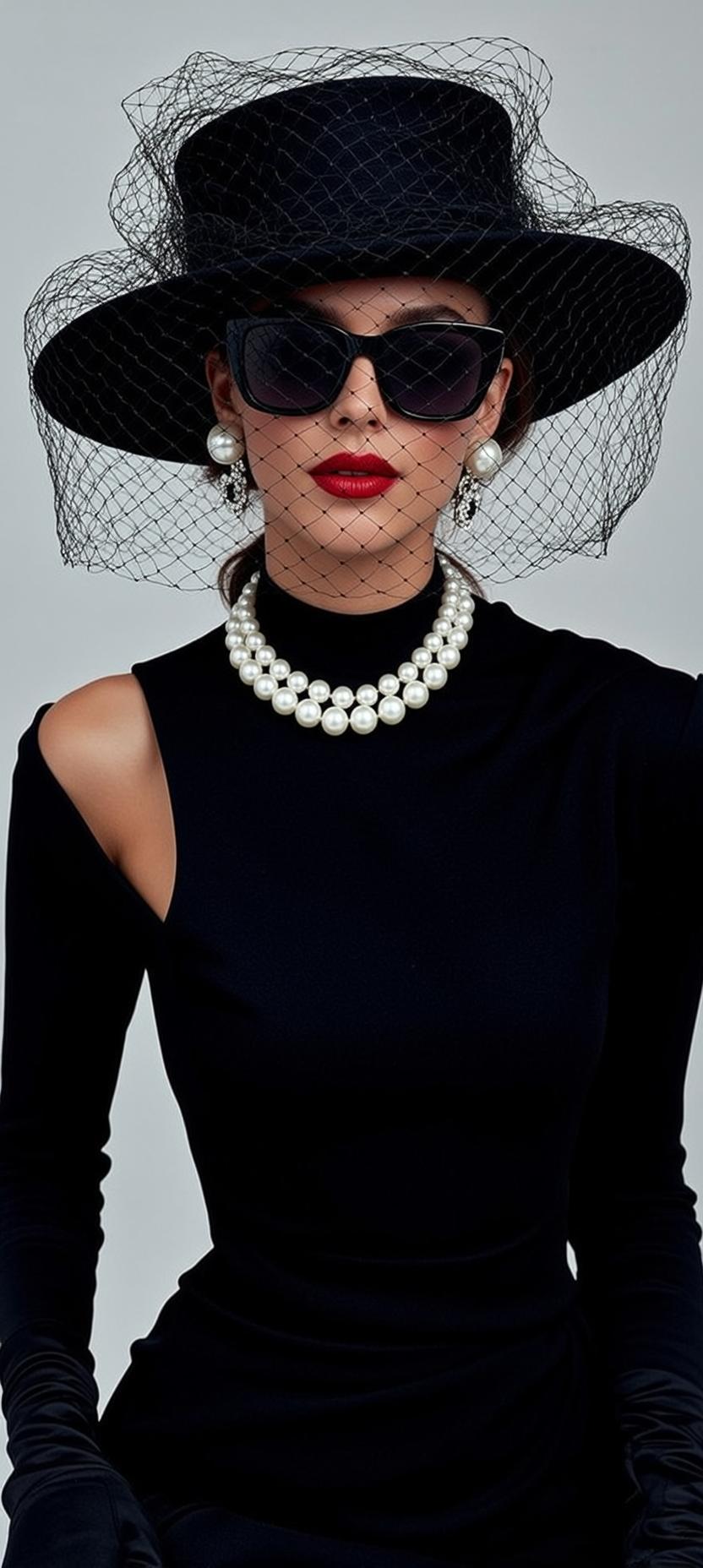 Black Dress Pearl Necklace Studio