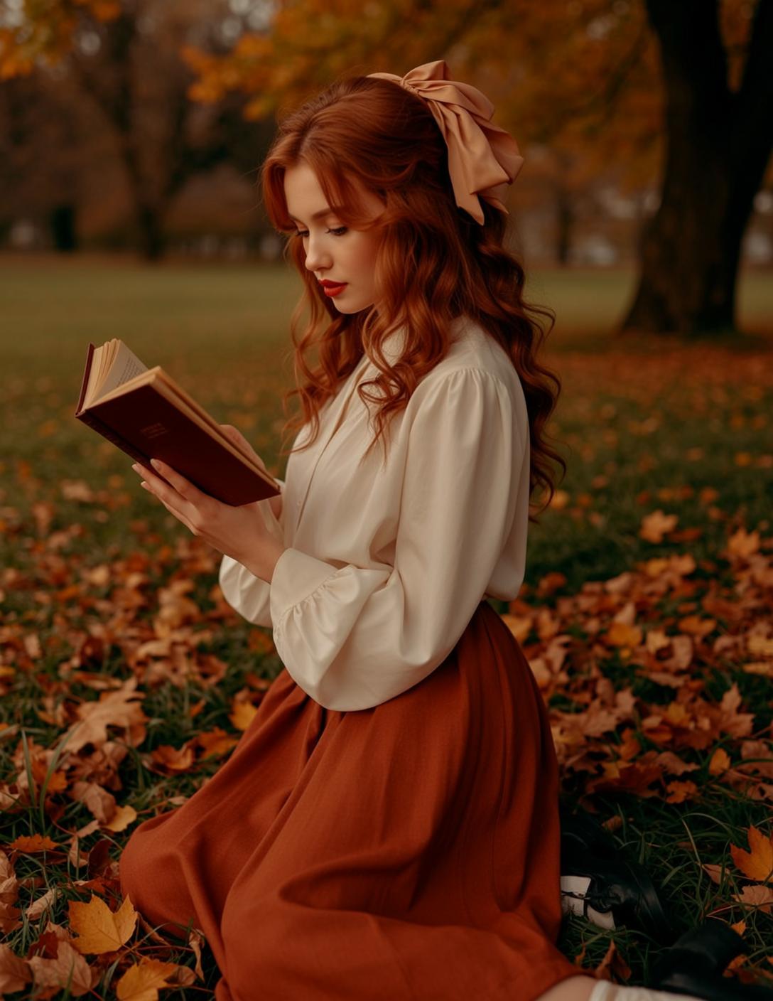 Autumn Park Reading Portrait