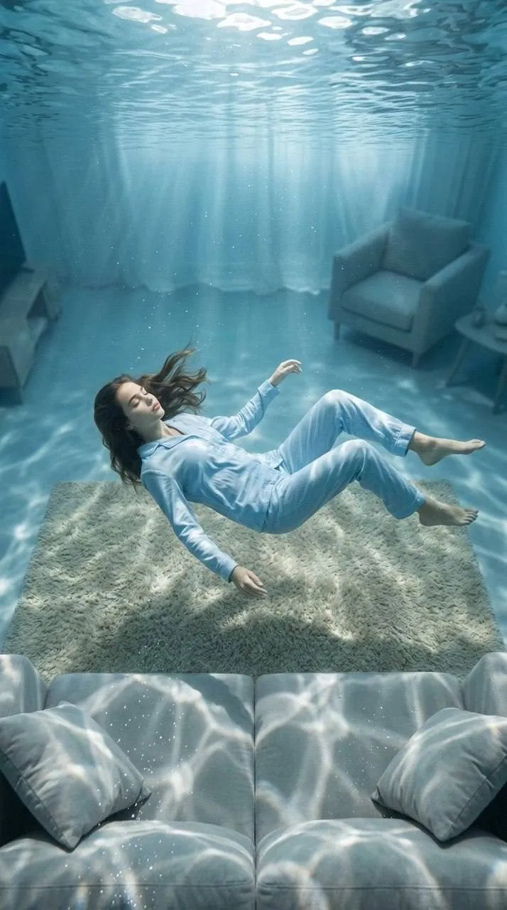 Underwater Face Calm Bubbles Photorealism