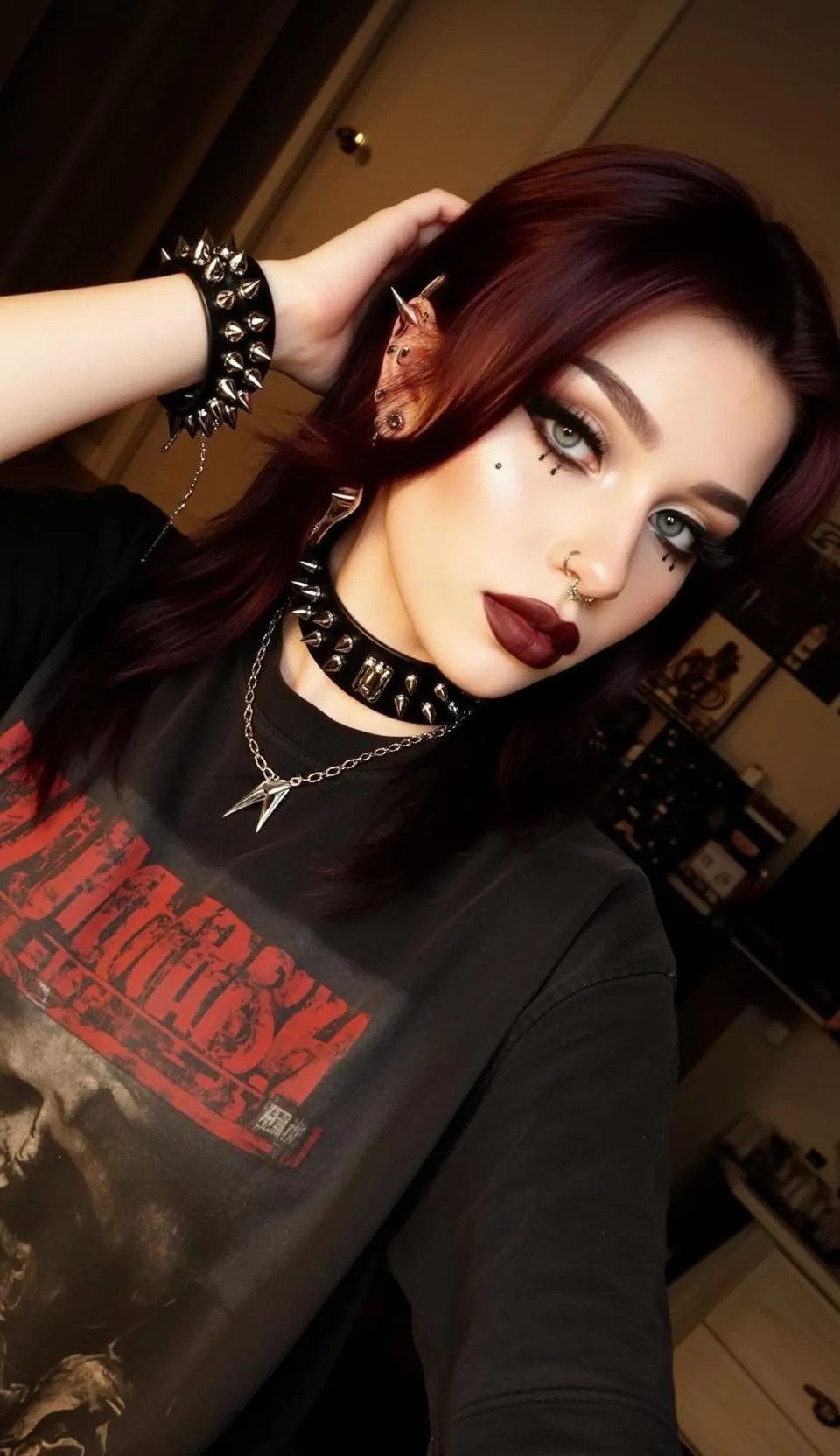 Makeup Necklace Bracelets And Colored Contacts In Fashion Portrait