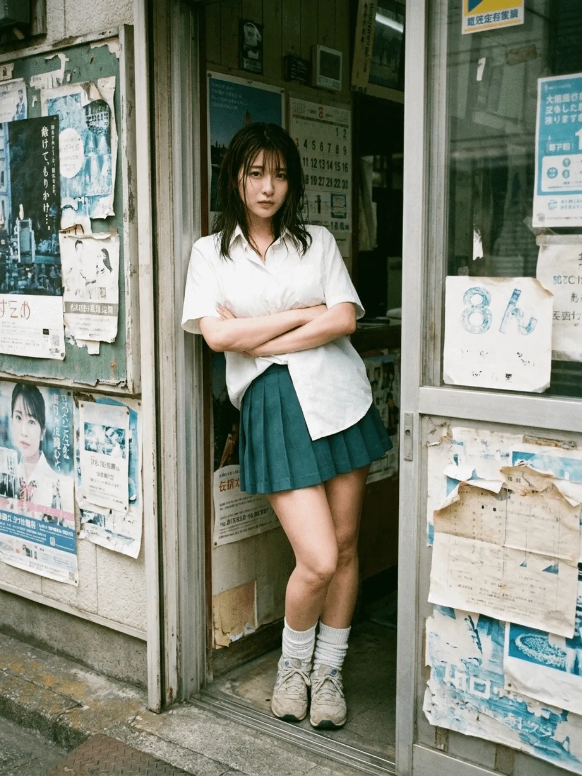 Worn Storefront Entrance Arms Folded
