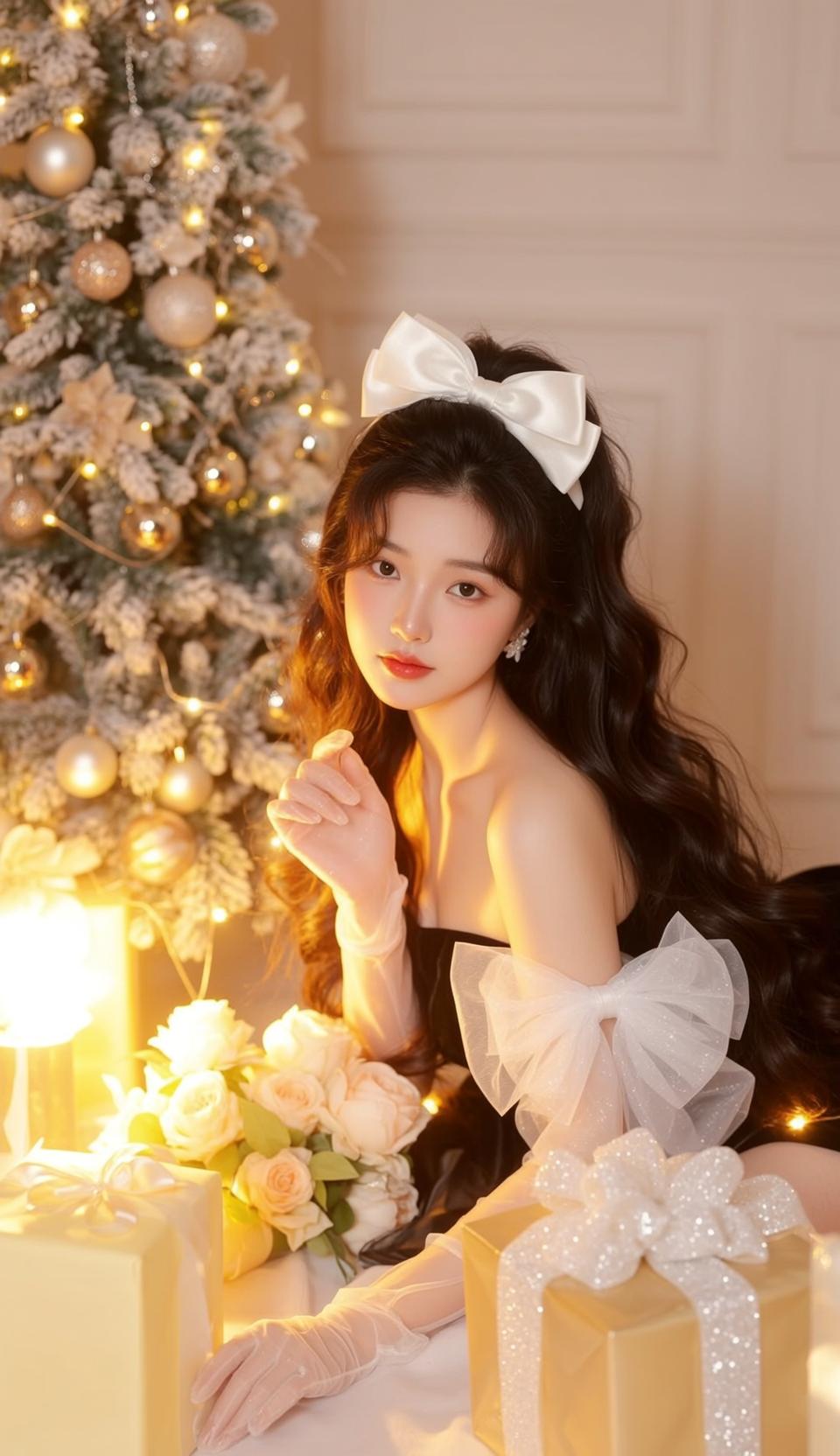 Christmas Tree Bow Gloves