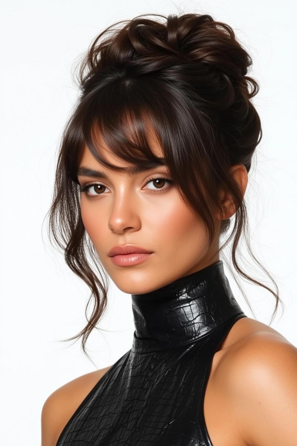 Dark Hair Updo Black Halter Studio