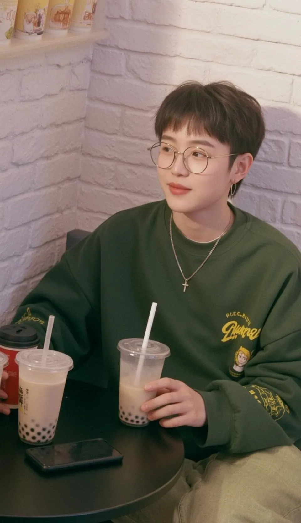 Glasses And Earrings And Necklace In Styled Portrait