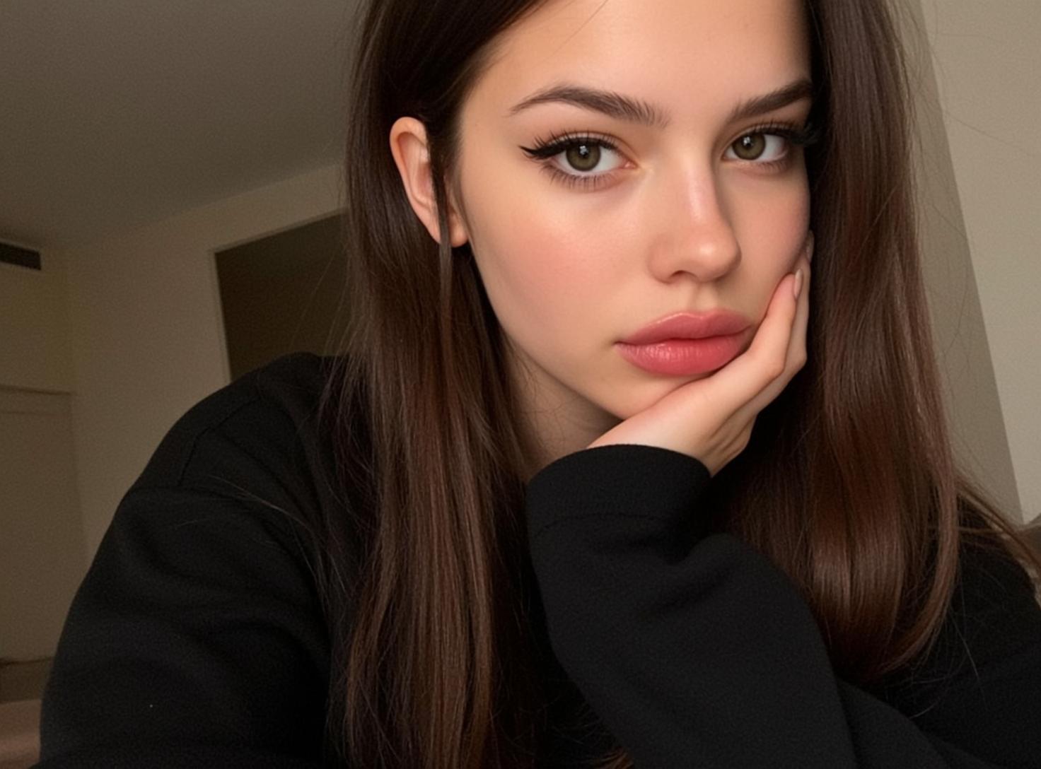 Black Sweatshirt Thoughtful Portrait
