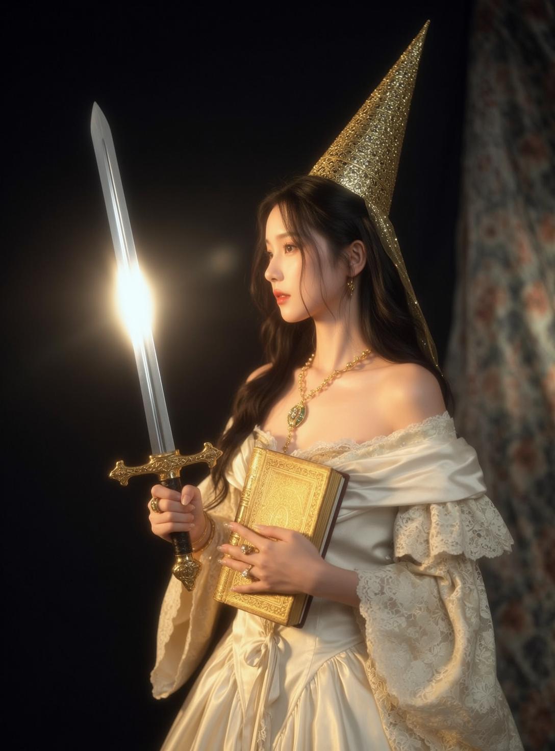 Dark Studio Satin Lace Hat Sword Book